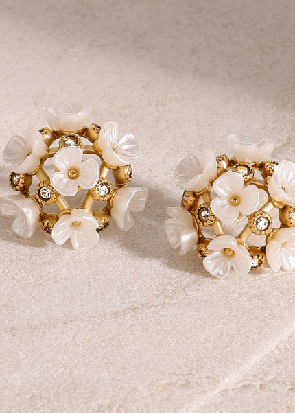 Jieding European and American stainless steel zircon flower stud earrings high-quality non-fading earrings titanium steel earrings earrings