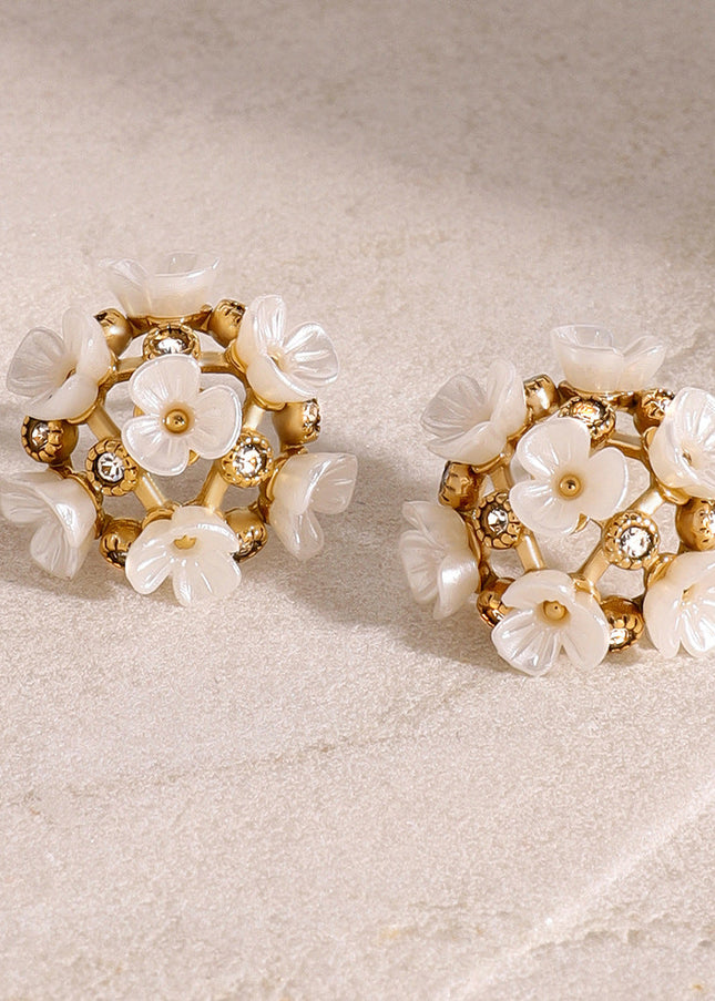 Jieding European and American stainless steel zircon flower stud earrings high-quality non-fading earrings titanium steel earrings earrings