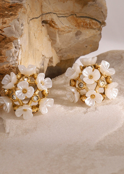 Jieding European and American stainless steel zircon flower stud earrings high-quality non-fading earrings titanium steel earrings earrings