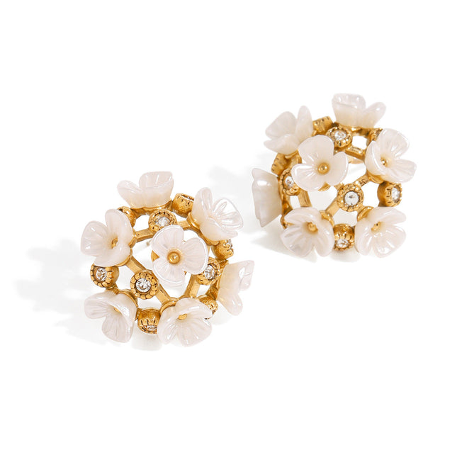 Jieding European and American stainless steel zircon flower stud earrings high-quality non-fading earrings titanium steel earrings earrings