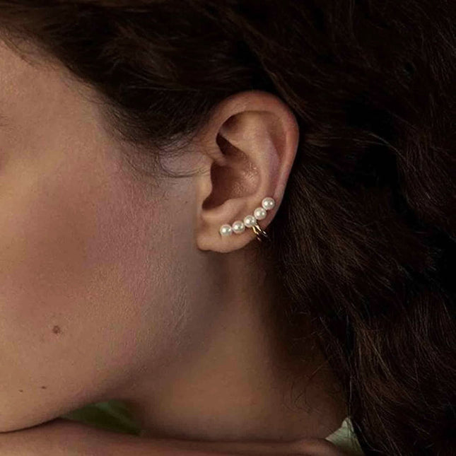 Jieding European and American stainless steel pearl ear clips, high-end sense of no ear piercings, ear bone clips, titanium steel light luxury earrings, cross-border jewelry