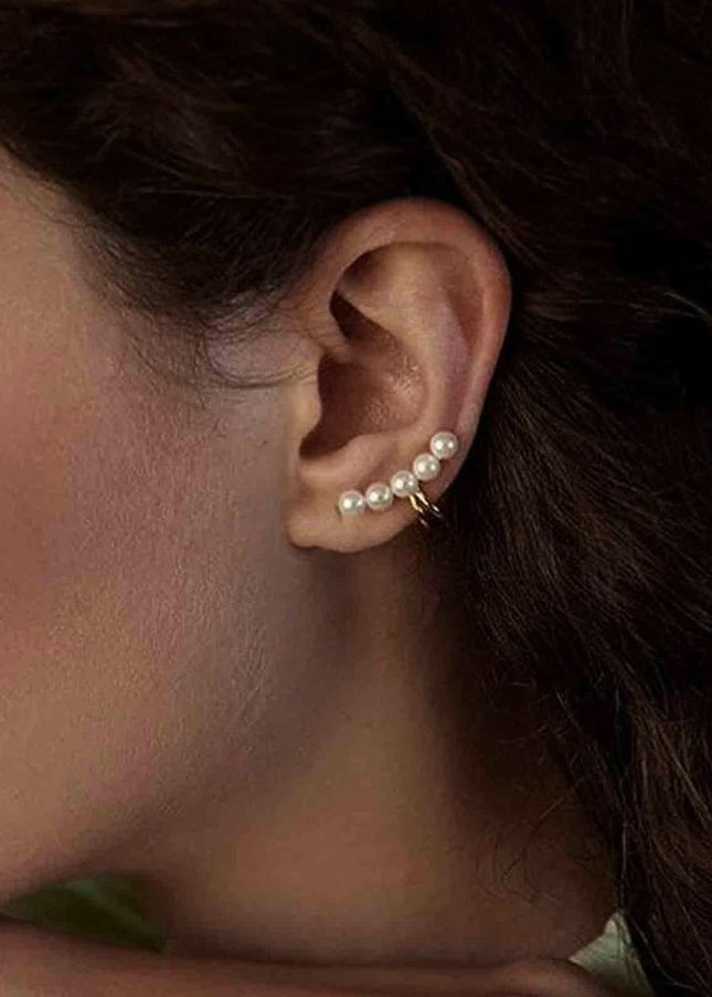Jieding European and American stainless steel pearl ear clips, high-end sense of no ear piercings, ear bone clips, titanium steel light luxury earrings, cross-border jewelry