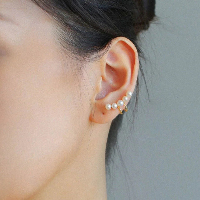 Jieding European and American stainless steel pearl ear clips, high-end sense of no ear piercings, ear bone clips, titanium steel light luxury earrings, cross-border jewelry