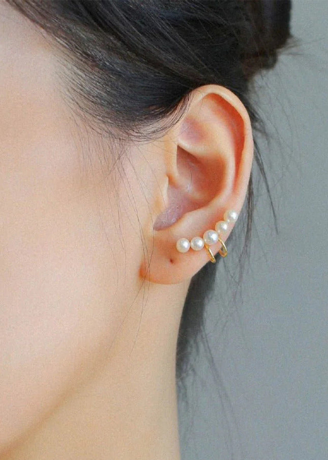 Jieding European and American stainless steel pearl ear clips, high-end sense of no ear piercings, ear bone clips, titanium steel light luxury earrings, cross-border jewelry