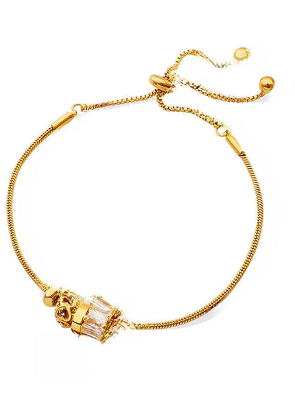 European and American new ins personality trend zircon pull-down buckle bracelet bracelet titanium steel material plated 18K gold plated women's jewelry