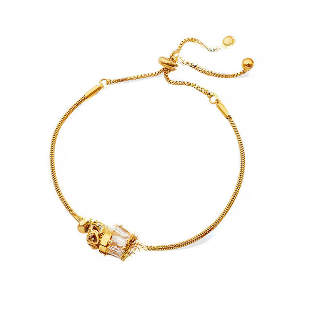 European and American new ins personality trend zircon pull-down buckle bracelet bracelet titanium steel material plated 18K gold plated women's jewelry