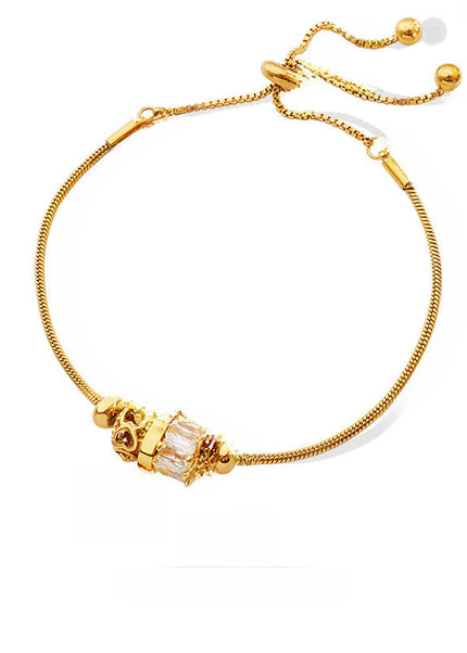 European and American new ins personality trend zircon pull-down buckle bracelet bracelet titanium steel material plated 18K gold plated women's jewelry