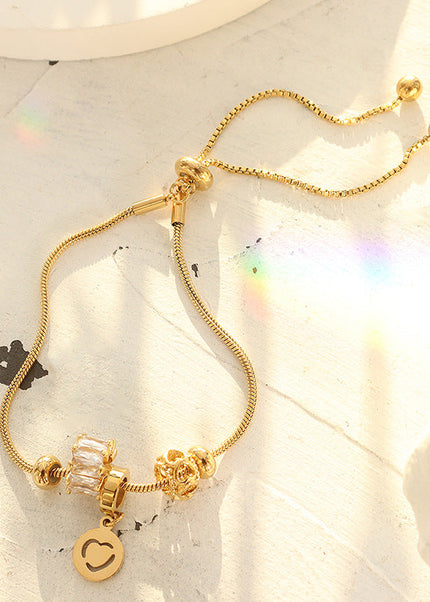 European and American new ins personality trend zircon pull-down buckle bracelet bracelet titanium steel material plated 18K gold plated women's jewelry