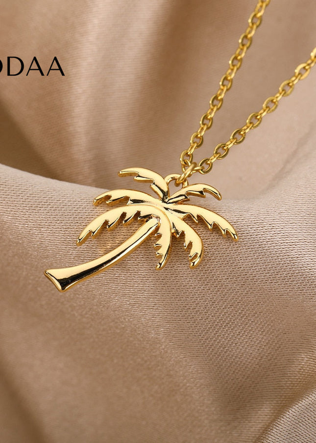Havana Pendant Necklace | Gold Palm Tree Chain - Necklaces