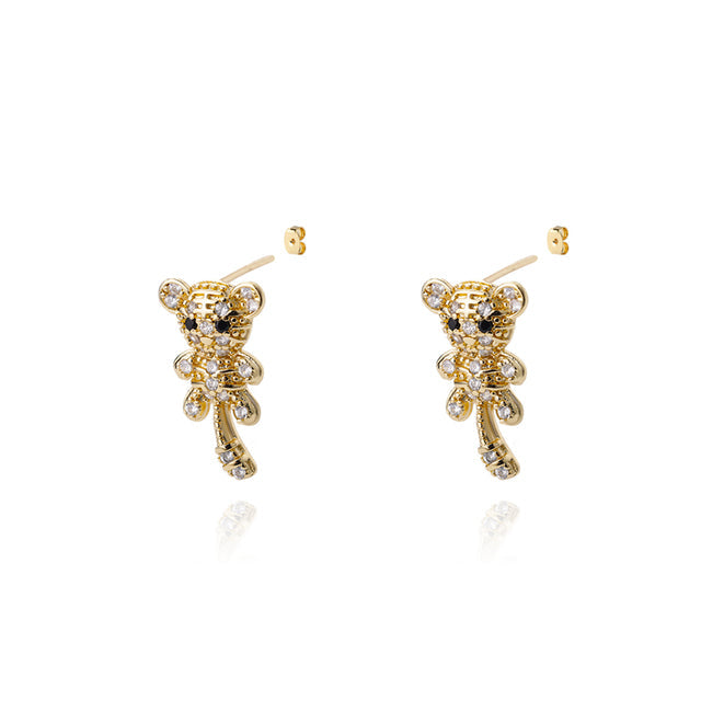 SOUVOIR 14K Gold Plated, Zirconia Earrings Hayley Earrings | Gold Zirconia Animal Stud Earrings