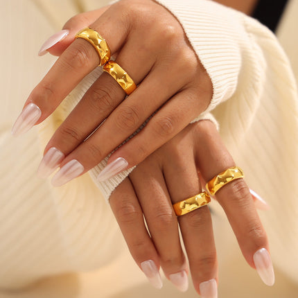 European and American cross-border ins wind wide version glossy open ring, titanium steel plated 18k real gold, fashion simple hand jewelry spot