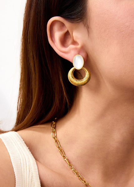 Jieding cross-border stainless steel opal earrings, light luxury, high-end earrings, titanium steel earrings, cross-border earrings