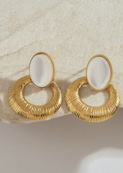 Jieding cross-border stainless steel opal earrings, light luxury, high-end earrings, titanium steel earrings, cross-border earrings