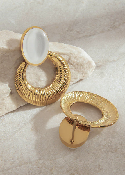 Jieding cross-border stainless steel opal earrings, light luxury, high-end earrings, titanium steel earrings, cross-border earrings