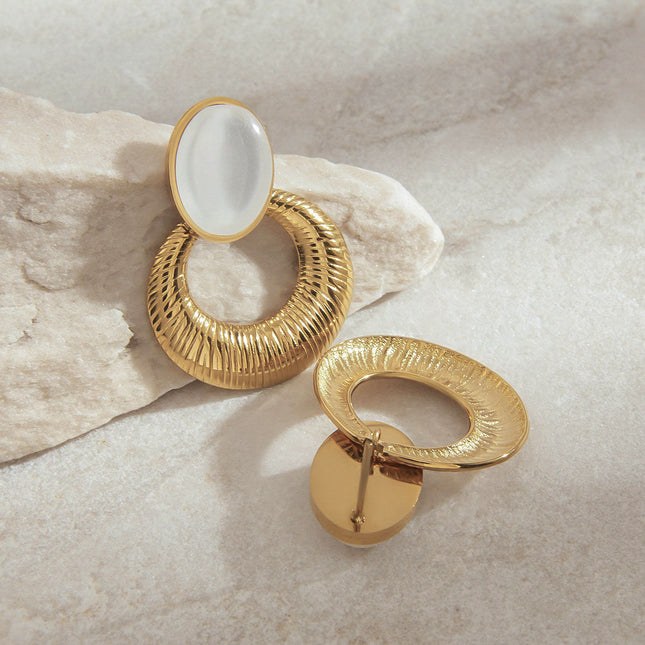 Jieding cross-border stainless steel opal earrings, light luxury, high-end earrings, titanium steel earrings, cross-border earrings