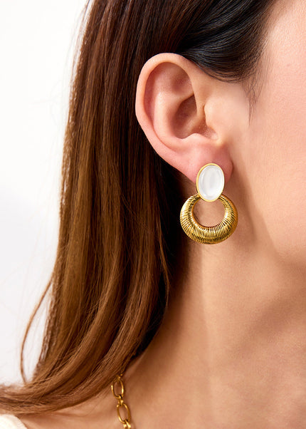 Jieding cross-border stainless steel opal earrings, light luxury, high-end earrings, titanium steel earrings, cross-border earrings