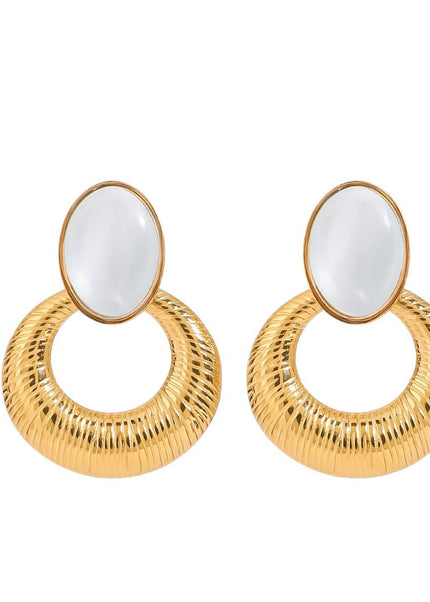 Jieding cross-border stainless steel opal earrings, light luxury, high-end earrings, titanium steel earrings, cross-border earrings