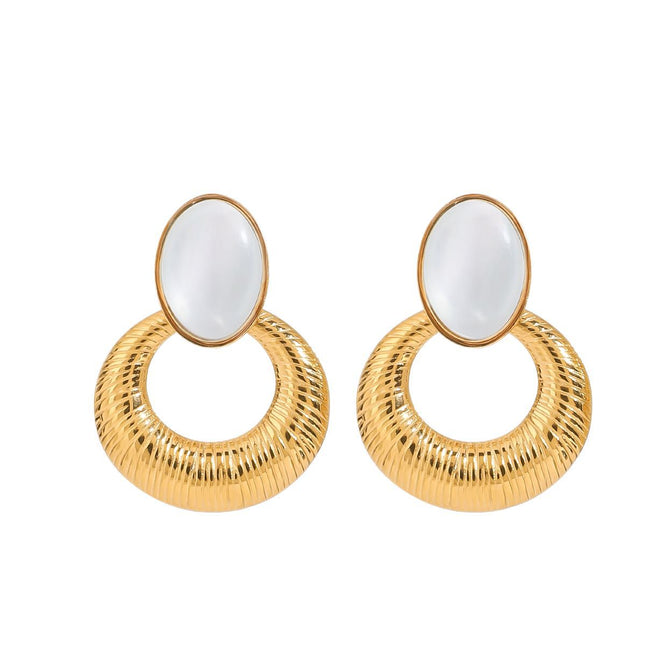 Jieding cross-border stainless steel opal earrings, light luxury, high-end earrings, titanium steel earrings, cross-border earrings