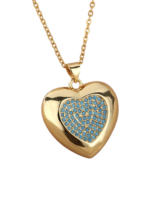 Heartfelt Pendant Necklace | Gold Green Large Heart Chain