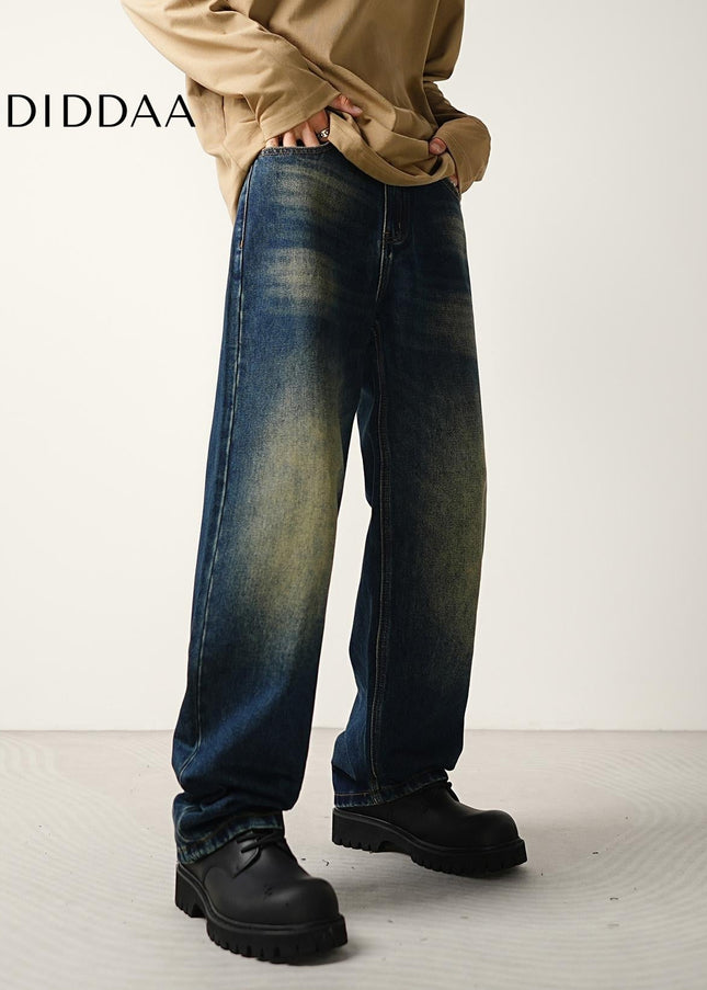 Heavy Graphite Retro Loose Wide-Leg Jeans for Men - Men’s Jeans