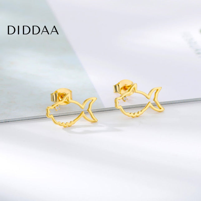 Hilary Earrings | Gold Hollow Shark Animal Stud Earrings - Earrings