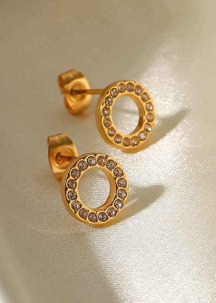 Jieding stainless steel zircon earrings, European and American niche high-end ear jewelry, cross-border electroplating does not fade titanium steel earrings