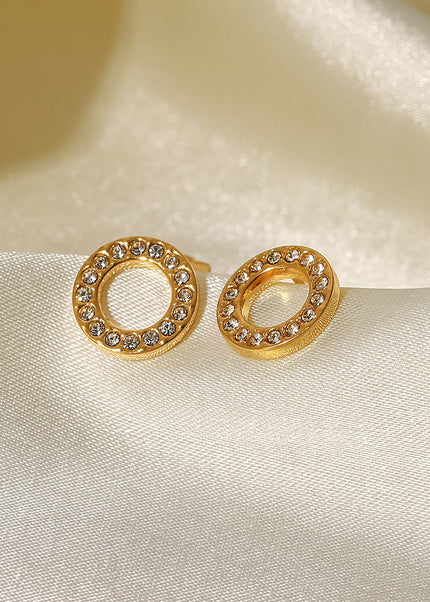 Jieding stainless steel zircon earrings, European and American niche high-end ear jewelry, cross-border electroplating does not fade titanium steel earrings