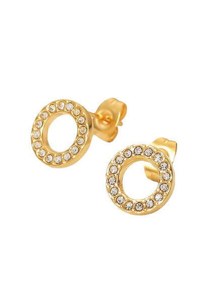 Jieding stainless steel zircon earrings, European and American niche high-end ear jewelry, cross-border electroplating does not fade titanium steel earrings