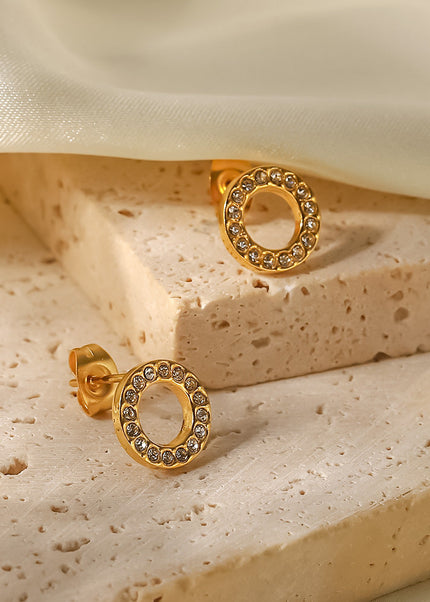 Jieding stainless steel zircon earrings, European and American niche high-end ear jewelry, cross-border electroplating does not fade titanium steel earrings