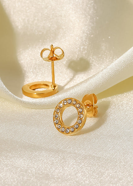 Jieding stainless steel zircon earrings, European and American niche high-end ear jewelry, cross-border electroplating does not fade titanium steel earrings