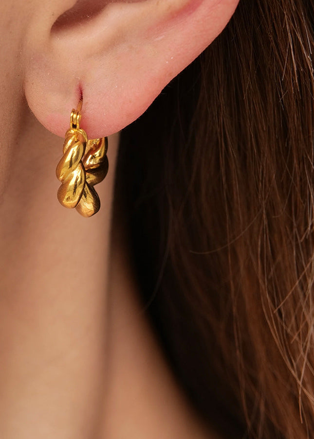 Jieding European and American 18k gold titanium steel earrings, light luxury, high-end earrings, non-fading earrings, cross-border stainless steel jewelry