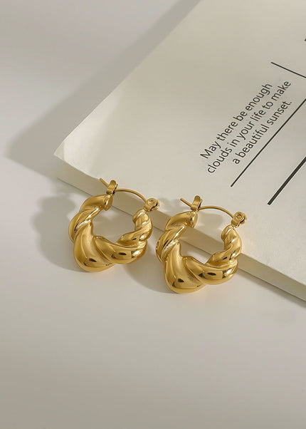 Jieding European and American 18k gold titanium steel earrings, light luxury, high-end earrings, non-fading earrings, cross-border stainless steel jewelry