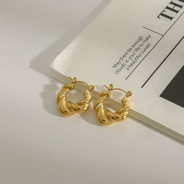 Jieding European and American 18k gold titanium steel earrings, light luxury, high-end earrings, non-fading earrings, cross-border stainless steel jewelry