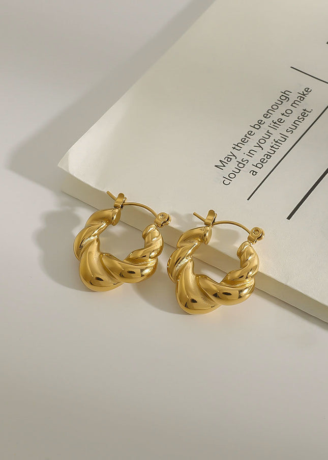 Jieding European and American 18k gold titanium steel earrings, light luxury, high-end earrings, non-fading earrings, cross-border stainless steel jewelry