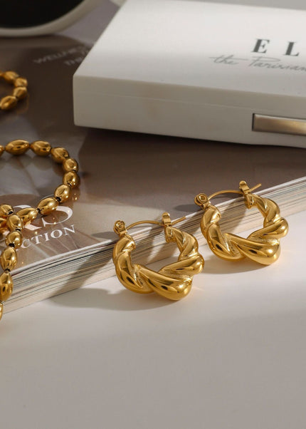 Jieding European and American 18k gold titanium steel earrings, light luxury, high-end earrings, non-fading earrings, cross-border stainless steel jewelry