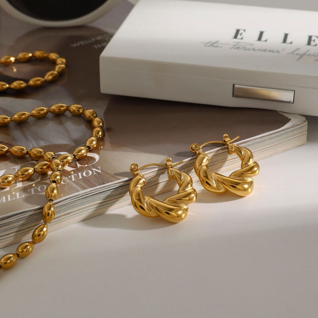 Jieding European and American 18k gold titanium steel earrings, light luxury, high-end earrings, non-fading earrings, cross-border stainless steel jewelry