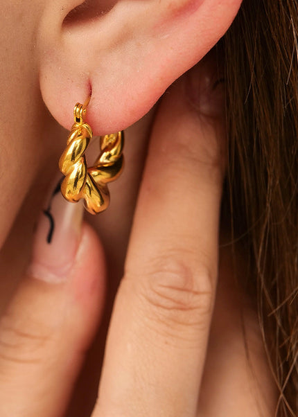 Jieding European and American 18k gold titanium steel earrings, light luxury, high-end earrings, non-fading earrings, cross-border stainless steel jewelry