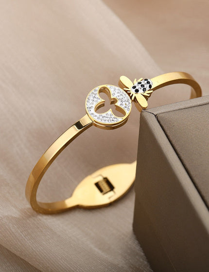 Honette Bracelet | Gold Zirconia Resizable Bangle - Gold - Bracelets