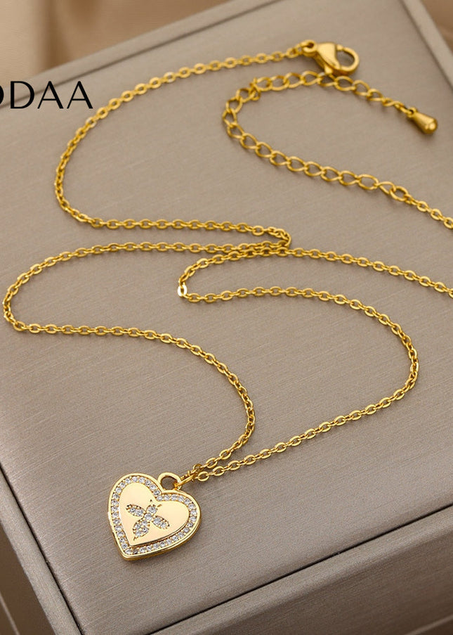 Honey Pendant Necklace | Gold Zirconia Bee Chain - Necklaces