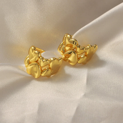 Cross-border new fashion niche design personality simple copper material heart shape hollow ring versatile jewelry women