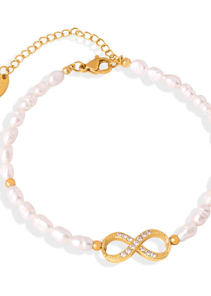 Mystery ins style baroque natural freshwater pearl 8 figure diamond titanium steel bracelet temperament elegant jewelry wholesale women