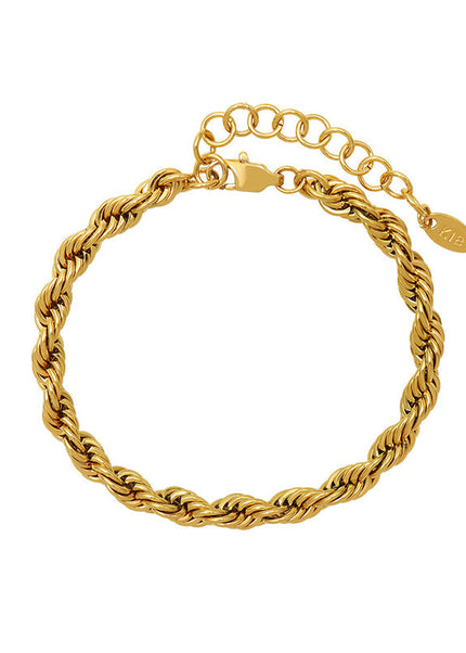 French Heavy Industries special-shaped coarse twist twist bracelet color-retaining titanium steel plated 18K real gold bracelet unpopular jewelry