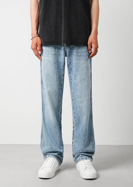 Ice Mist Trendy Loose Straight-Leg Jeans for Men - 28 / Blue - Men’s Jeans