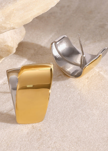 Jieding European and American stainless steel contrasting geometric earrings with a sense of luxury exaggerated earrings titanium steel non-fading ear jewelry cross-border