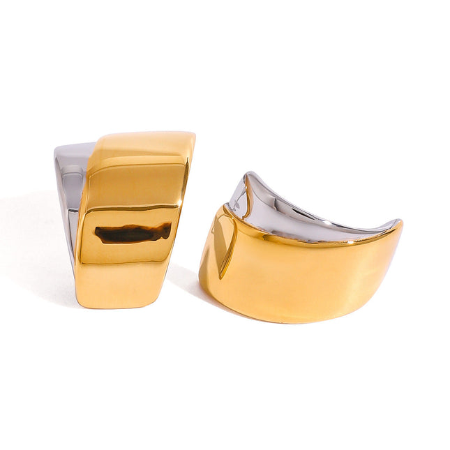 Jieding European and American stainless steel contrasting geometric earrings with a sense of luxury exaggerated earrings titanium steel non-fading ear jewelry cross-border