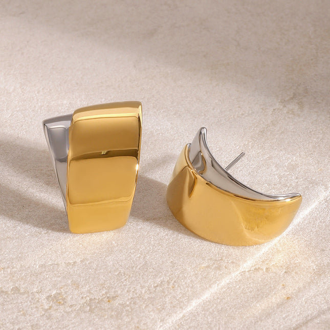 Jieding European and American stainless steel contrasting geometric earrings with a sense of luxury exaggerated earrings titanium steel non-fading ear jewelry cross-border