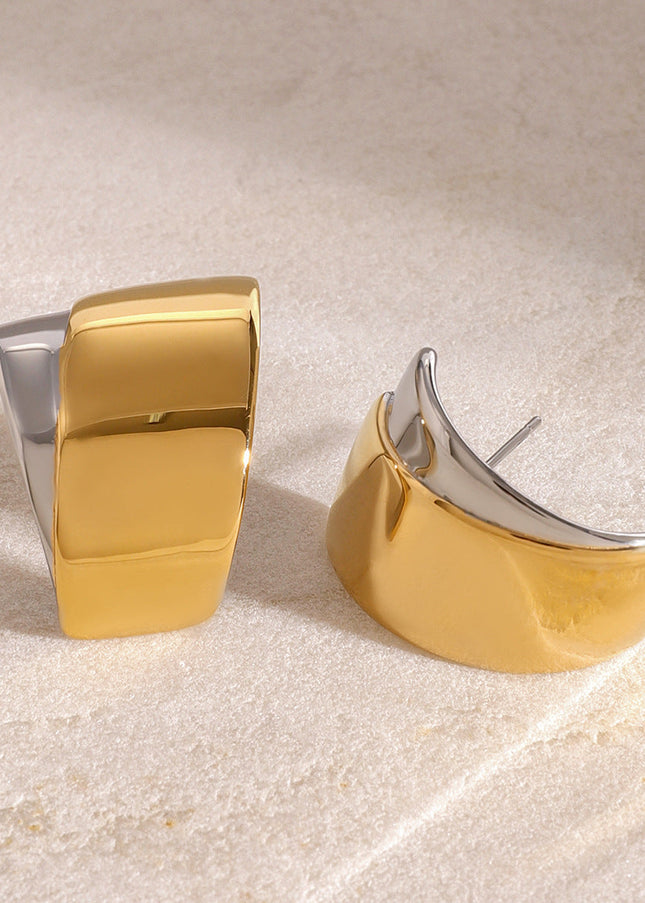 Jieding European and American stainless steel contrasting geometric earrings with a sense of luxury exaggerated earrings titanium steel non-fading ear jewelry cross-border