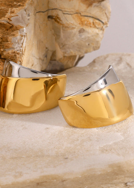 Jieding European and American stainless steel contrasting geometric earrings with a sense of luxury exaggerated earrings titanium steel non-fading ear jewelry cross-border