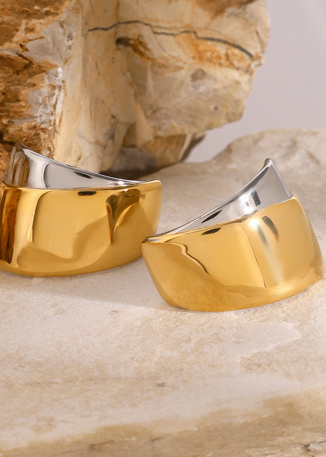 Jieding European and American stainless steel contrasting geometric earrings with a sense of luxury exaggerated earrings titanium steel non-fading ear jewelry cross-border