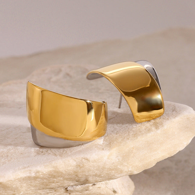 Jieding European and American stainless steel contrasting geometric earrings with a sense of luxury exaggerated earrings titanium steel non-fading ear jewelry cross-border